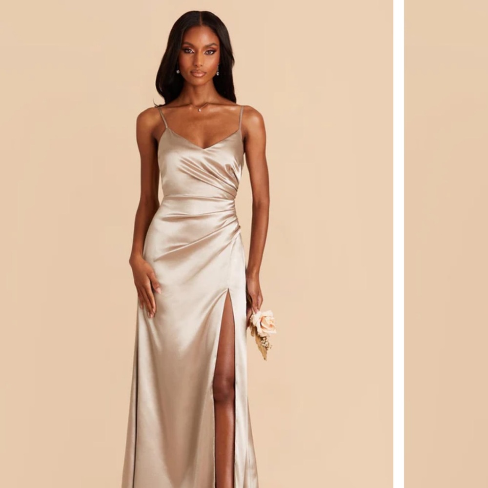 Birdy Grey Catherine Dress Shiny Satin Neutral Champagne